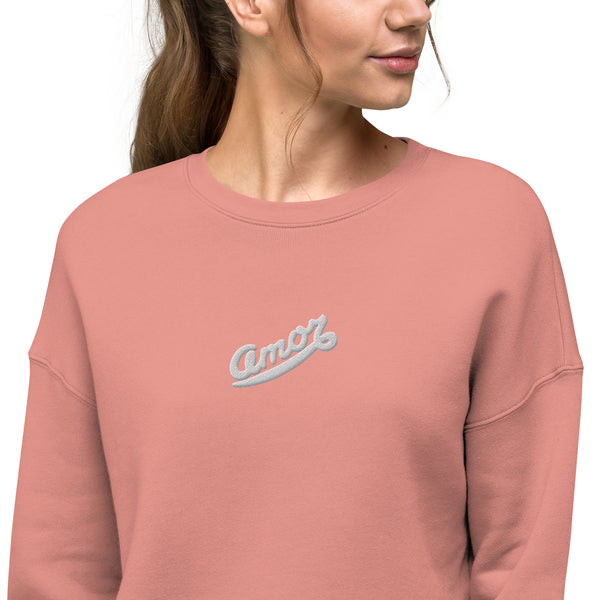 Women's "Love" Embroidered Crop Sweatshirt