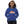 Load image into Gallery viewer, A girl is wearing a printed Hoodie featuring an original “Love” design on a royal blue hoodie by Christian Clothing Company, Loves Everywhere