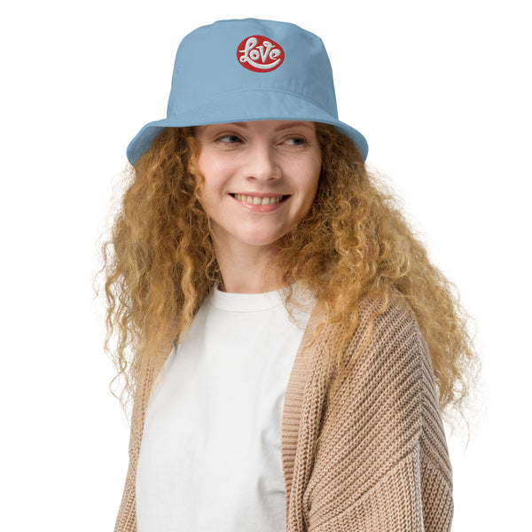 Women's "Love" Embroidered Organic Bucket Hat