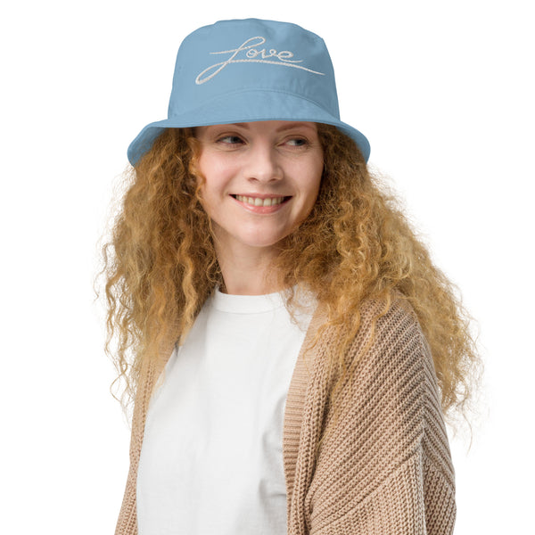 Women's "Love" Embroidered Organic Bucket Hat