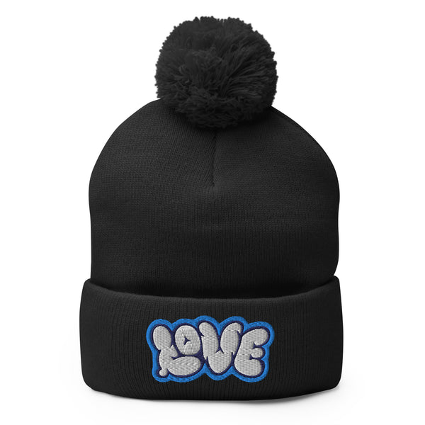 Women's "Love" Embroidered Pom-Pom Beanie