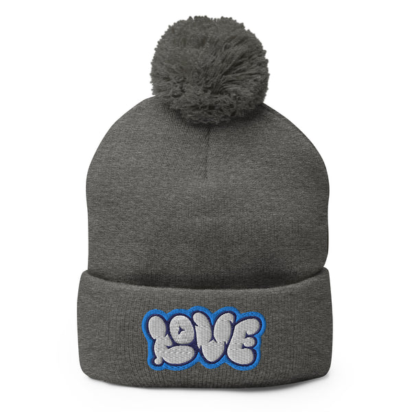 Women's "Love" Embroidered Pom-Pom Beanie