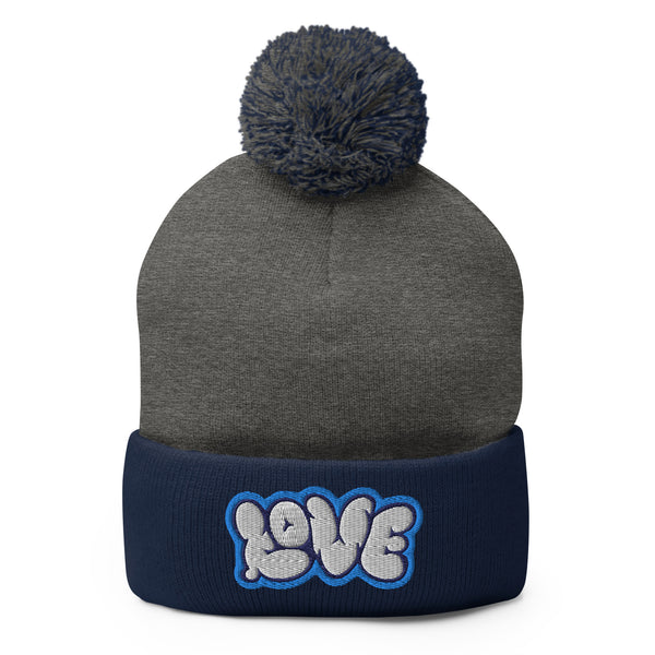 Women's "Love" Embroidered Pom-Pom Beanie