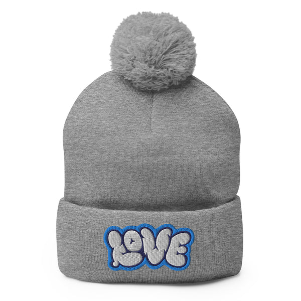 Women's "Love" Embroidered Pom-Pom Beanie