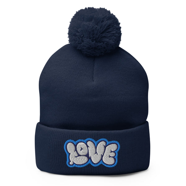 Women's "Love" Embroidered Pom-Pom Beanie