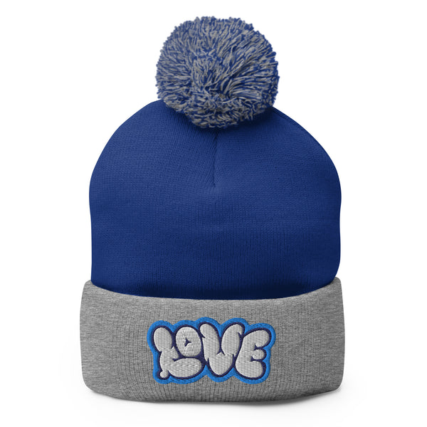 Women's "Love" Embroidered Pom-Pom Beanie