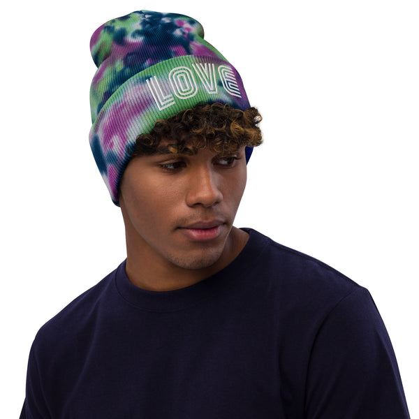 Men's "Love" Embroidered Tie-dye Beanie