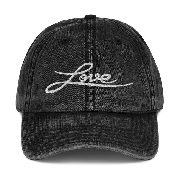 Women's "Love" Embroidered Vintage Cotton Twill Cap