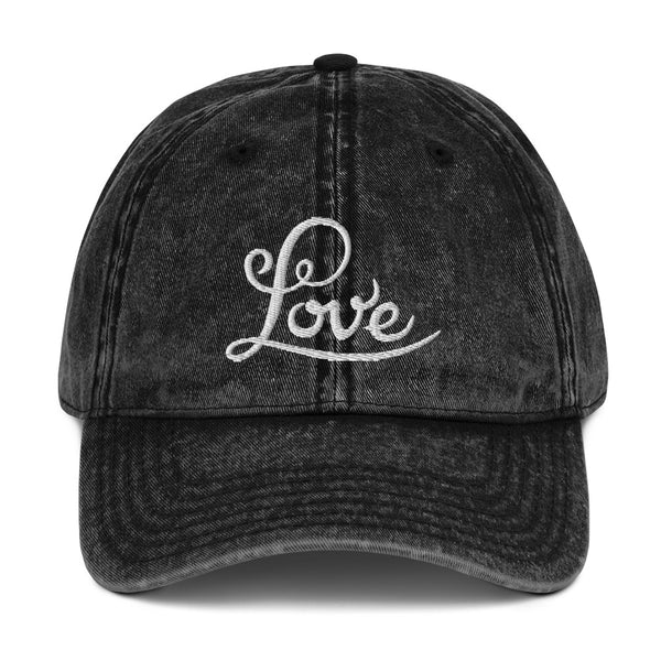 Women's "Love" Embroidered Vintage Cotton Twill Cap