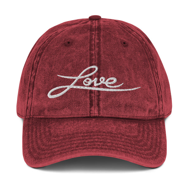 Women's "Love" Embroidered Vintage Cotton Twill Cap