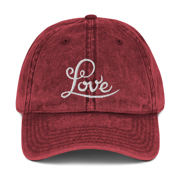 Women's "Love" Embroidered Vintage Cotton Twill Cap