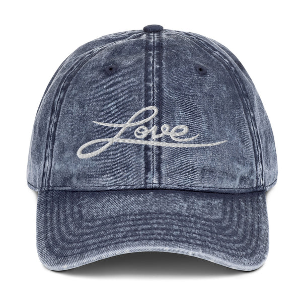 Women's "Love" Embroidered Vintage Cotton Twill Cap