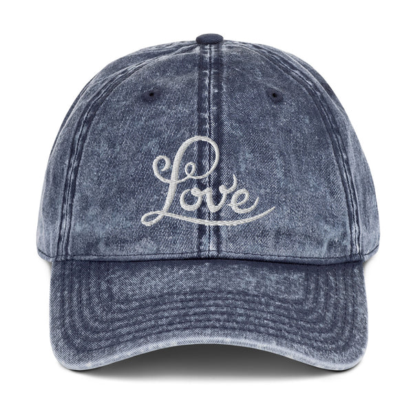 Women's "Love" Embroidered Vintage Cotton Twill Cap