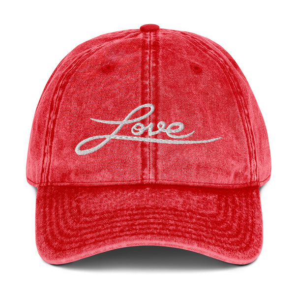 Women's "Love" Embroidered Vintage Cotton Twill Cap