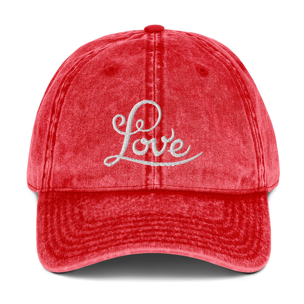 Women's "Love" Embroidered Vintage Cotton Twill Cap