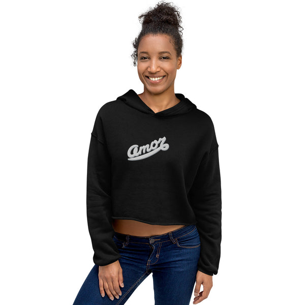 Women's "Love" Embroidered Crop Hoodie