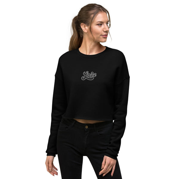 Women's "Love" Embroidered Crop Sweatshirt