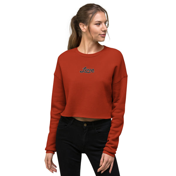 Women's "Love" Embroidered Crop Sweatshirt