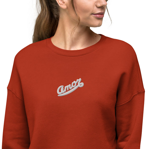 Women's "Love" Embroidered Crop Sweatshirt