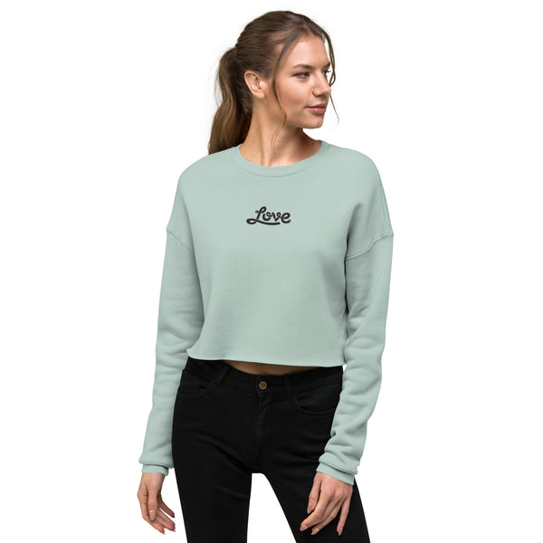 Women's "Love" Embroidered Crop Sweatshirt