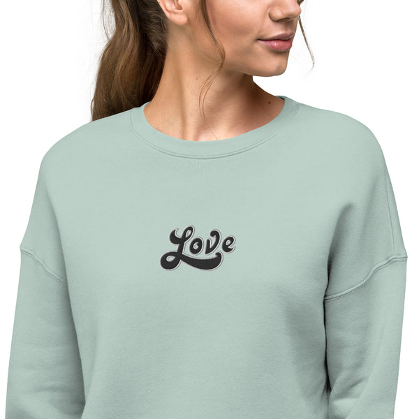 Women's "Love" Embroidered Crop Sweatshirt