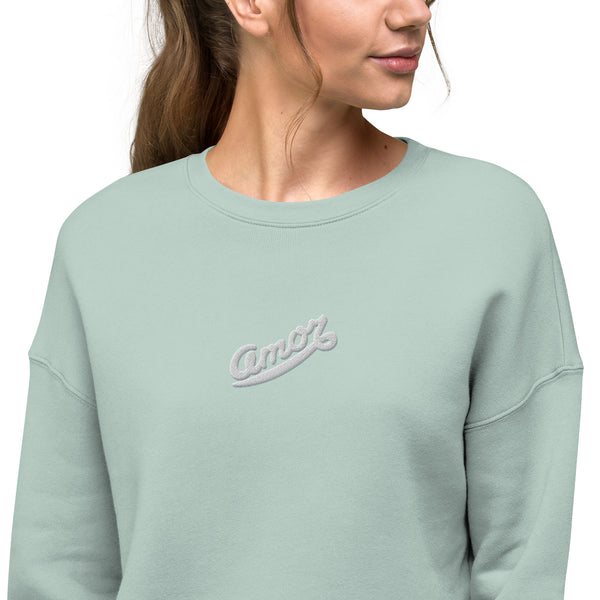 Women's "Love" Embroidered Crop Sweatshirt