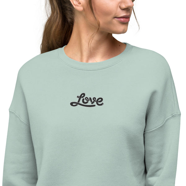 Women's "Love" Embroidered Crop Sweatshirt