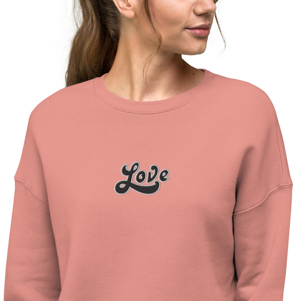 Women's "Love" Embroidered Crop Sweatshirt