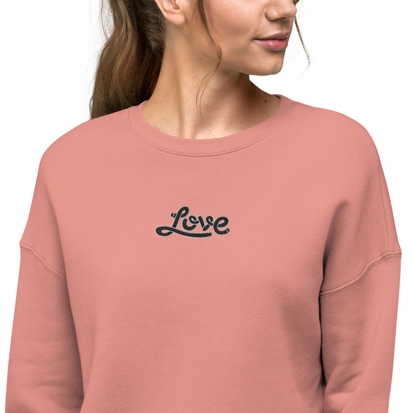 Women's "Love" Embroidered Crop Sweatshirt