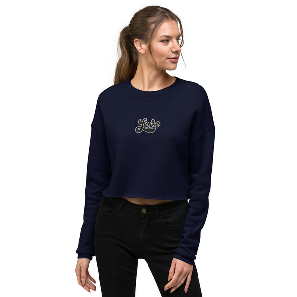 Women's "Love" Embroidered Crop Sweatshirt