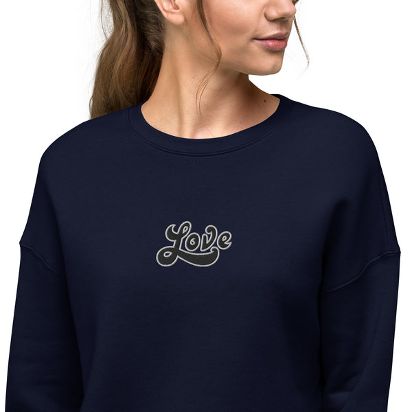 Women's "Love" Embroidered Crop Sweatshirt