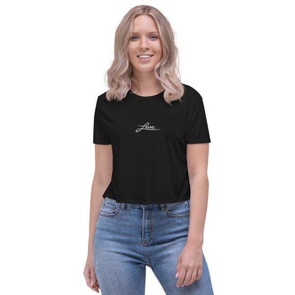 Women "Love" Embroidered Crop Tee