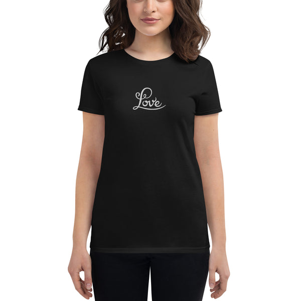 Women's "Love" Embroidered Short Sleeve T-shirt