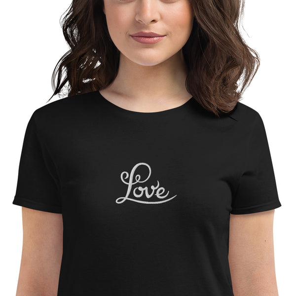 Women's "Love" Embroidered Short Sleeve T-shirt