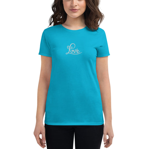 Women's "Love" Embroidered Short Sleeve T-shirt