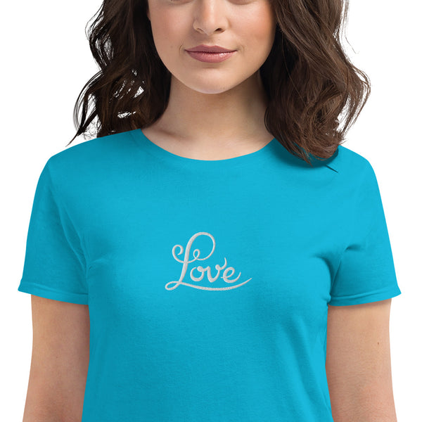 Women's "Love" Embroidered Short Sleeve T-shirt