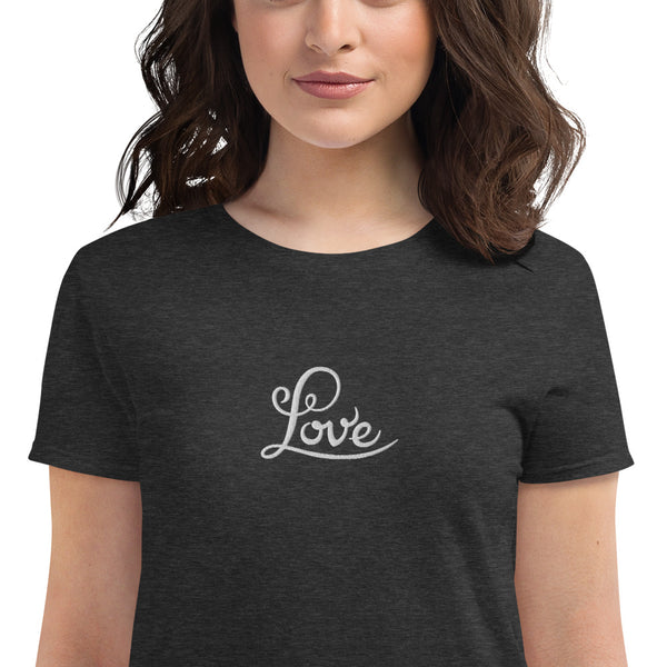 Women's "Love" Embroidered Short Sleeve T-shirt