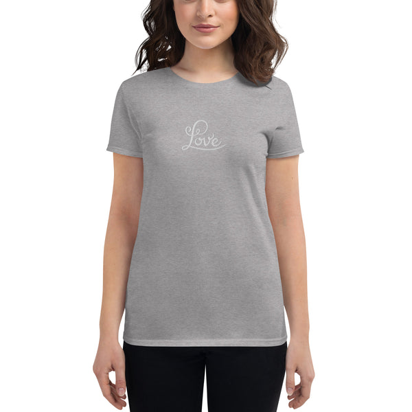 Women's "Love" Embroidered Short Sleeve T-shirt