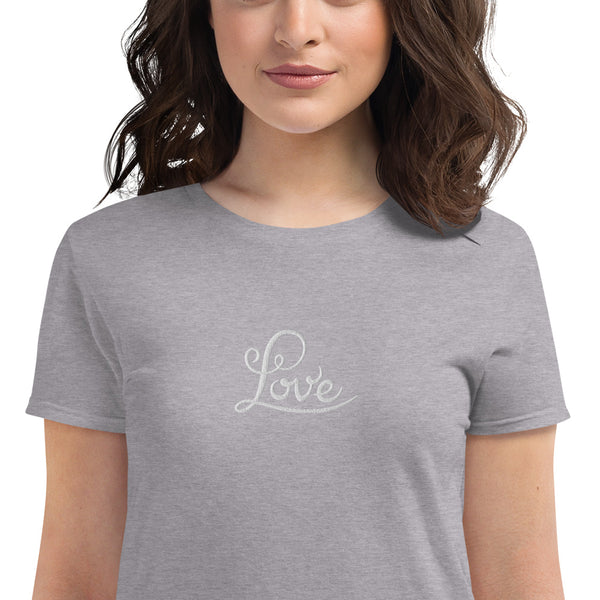 Women's "Love" Embroidered Short Sleeve T-shirt