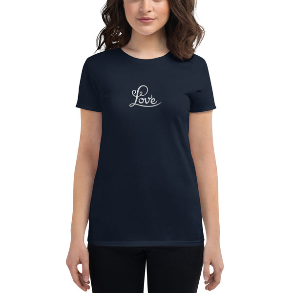 Women's "Love" Embroidered Short Sleeve T-shirt