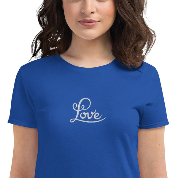 Women's "Love" Embroidered Short Sleeve T-shirt