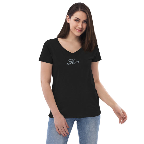 Women’s "Love" Embroidered V-neck T-shirt