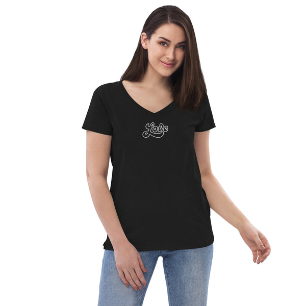 Women’s "Love" Embroidered V-neck T-shirt