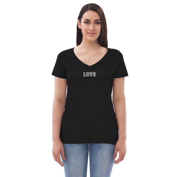 Women’s "Love" Embroidered V-neck T-shirt