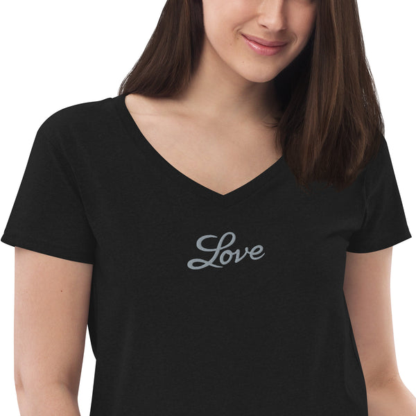 Women’s "Love" Embroidered V-neck T-shirt