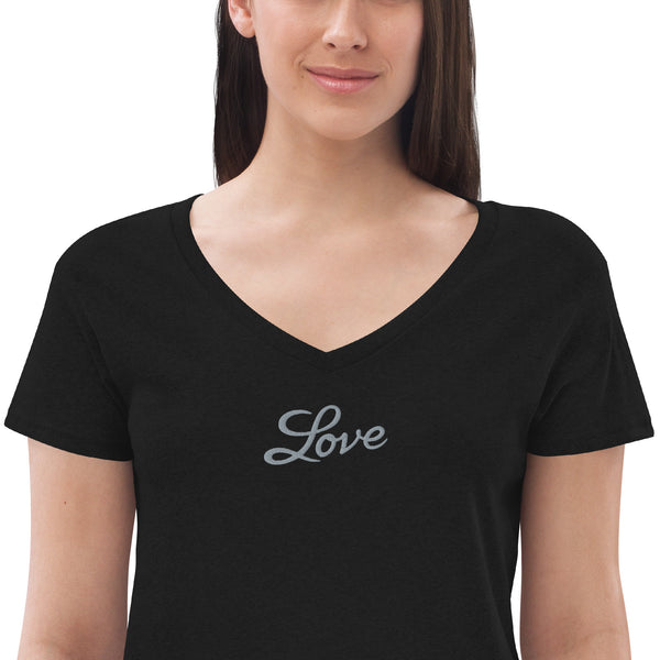 Women’s "Love" Embroidered V-neck T-shirt