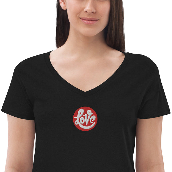 Women’s "Love" Embroidered V-neck T-shirt