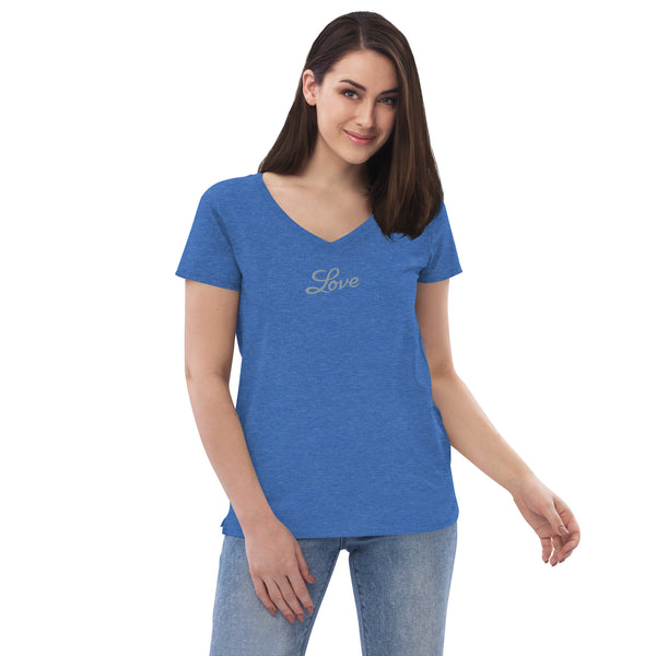 Women’s "Love" Embroidered V-neck T-shirt