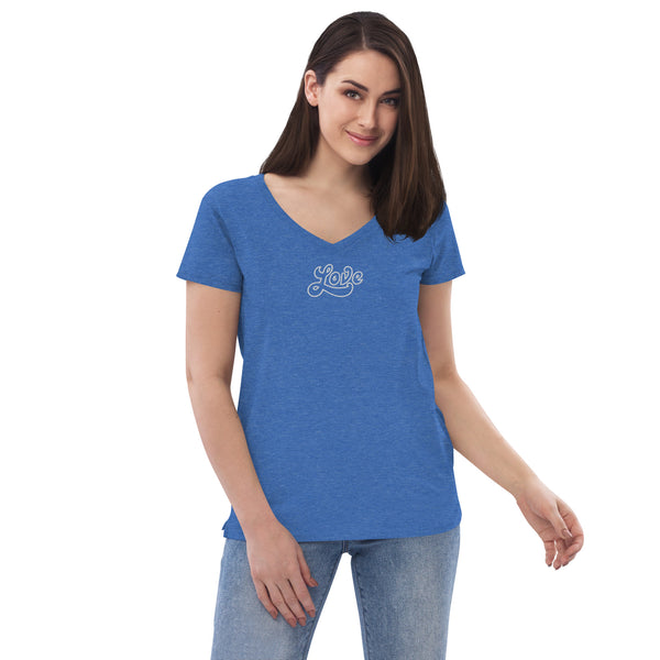 Women’s "Love" Embroidered V-neck T-shirt