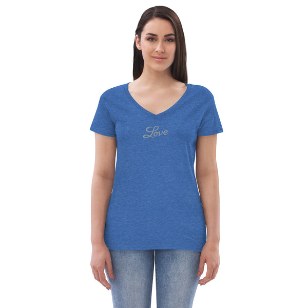 Women’s "Love" Embroidered V-neck T-shirt